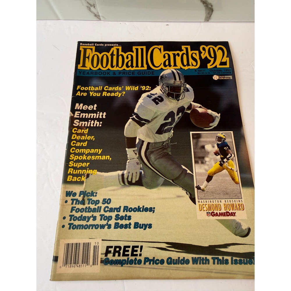 Vintage Football Cards 92 Yearbook Price Guide Emmitt Smith Oct 1992 Magazine